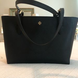 Tory Burch black leather tote
